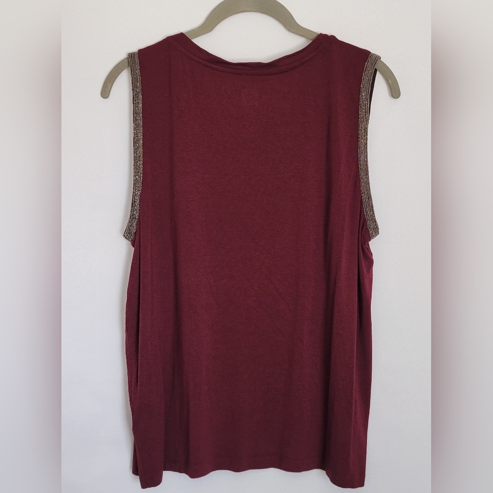 Anne Klein Sleeveless Tank Top with Metallic Trim Size L - Picture 5 of 7